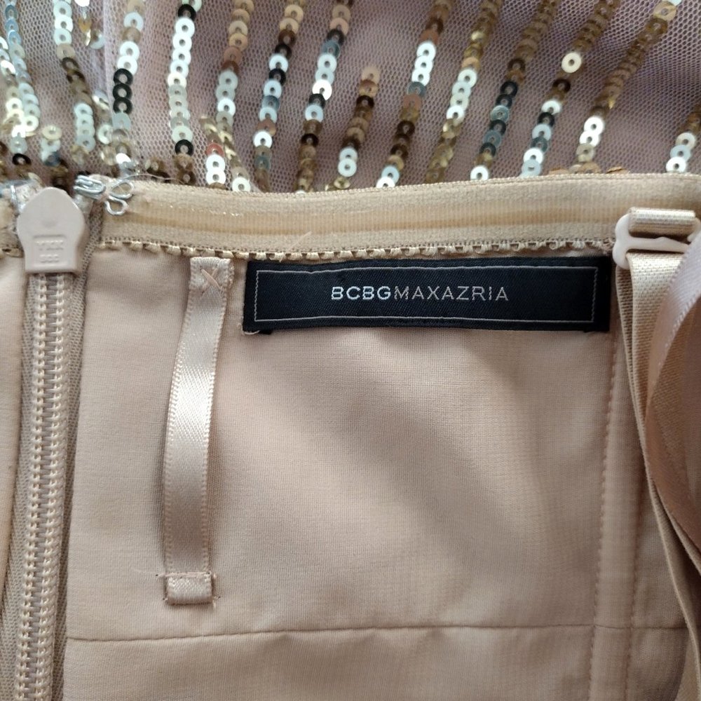 BCBGMaxAzria Convertible Strap Silk and Tulle Sequined Party Dress - Picture 9 of 11